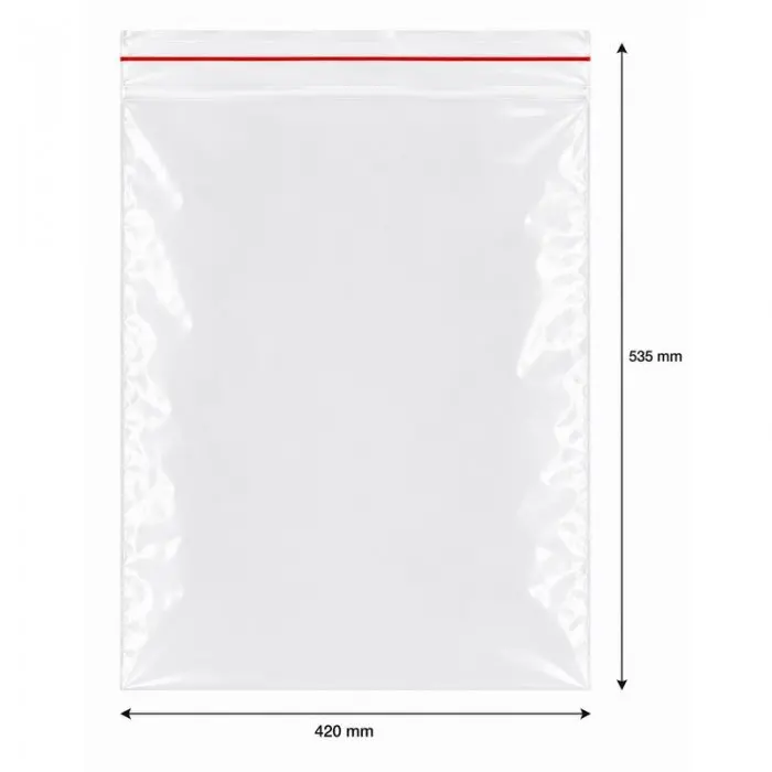 Ziplock cipzáras tasakok, standard, 420 x 535 mm, 50 mikron, db / 100 db-os csomag