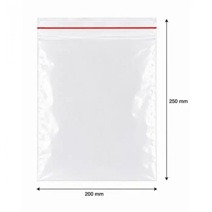 Zipzáras Ziplock tasakok, standard, 200 x 250 mm, 50 my, db / 100 db-os csomag