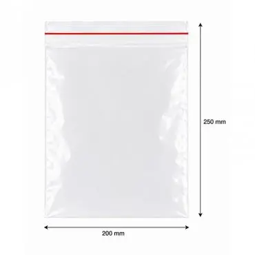 Zipzáras Ziplock tasakok, standard, 200 x 250 mm, 50 my, db / 100 db-os csomag