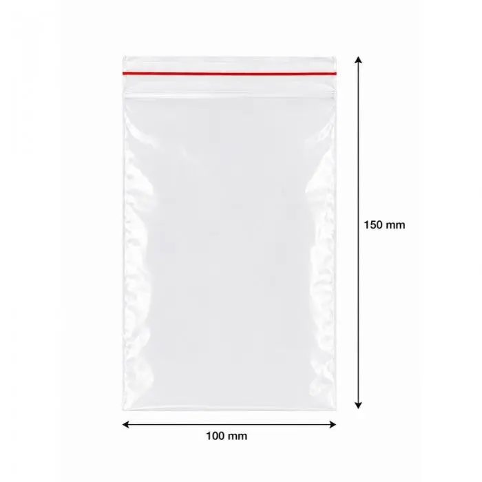 Zipzáras zacskók, standard, 100 x 150 mm, 50 mikron, db / 100 db-os csomag