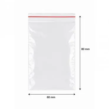 Zipzáras Ziplock tasakok, standard, 60 x 80 mm, 50 mikron, db / 100 db-os csomag