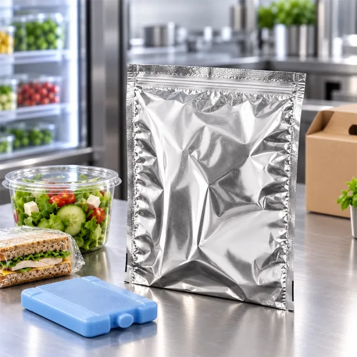 Hőszigetelő cipzáras tasak Isothermal Pouch Méret 200 x 250 mm, Zárófül 70 mm, Szín ezüst, cipzárral