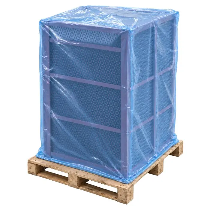 VCI korrózióvédő zsákok és huzatok, szélesség 1275 mm, magasság 2000 mm, 2 x 435 mm redő, vastagság 80 my, kék szín, 1 db/csomag