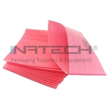 ESD habosított polietilén tasakok, 500 x 500 x 3 mm Hosszúság 500 mm, Szélesség 500 mm, Ragasztó NEM, Rétegek 2, Vastagság 3 mm, Fül NEM mm, Szín Rózsaszín, Csomagolás Db/Doboz 1000