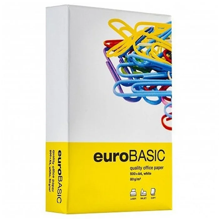 Hartie Copiator A4 Eurobasic, 80 g/mp, 500 coli/top Format A4, Denumire Euro Basic, Hartie Reciclata NU, Dimensiuni 210 x 297...