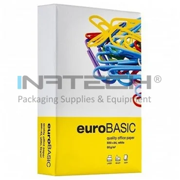 Eurobasic A4-es fénymásolópapír, 210 x 297 mm, 500 lap/csomag, 80 g/m², fehér