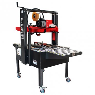 Easy Tape dobozzáró gép, zárási sebesség 20 m/perc, BOPP / PVC / Kraft szalag, tömeg 250 kg, tápellátás 220 V - 50/60 Hz, maximális dobozméret (mm) 500 x 500 mm