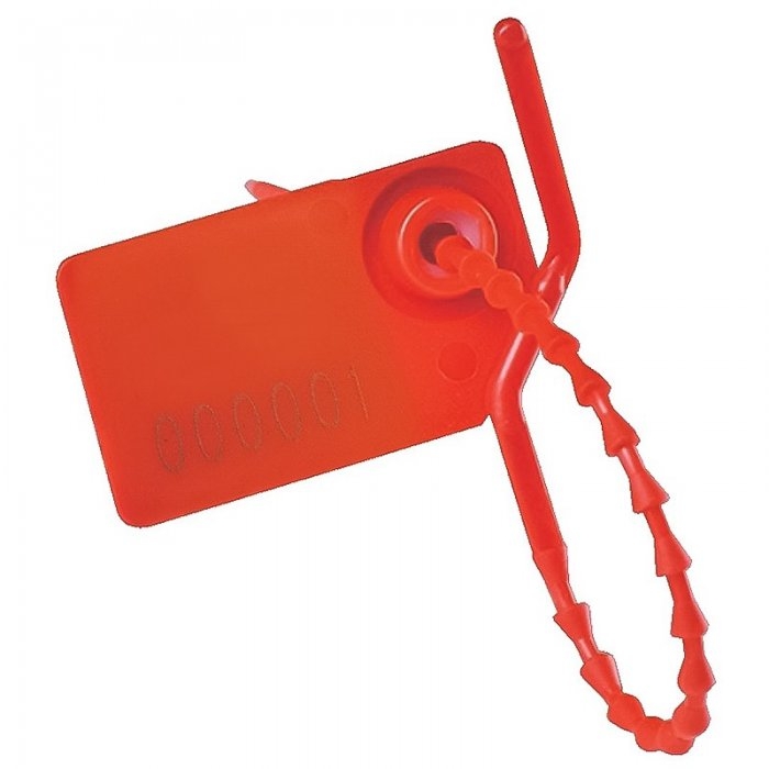 Sigilii De Securitate Lungime 155 mm, Dimensiuni 35x20 mm, Forta de Rupere 15 Kg, Culoare Rosu, Buc / Pachet 5-Accesorii Depozit