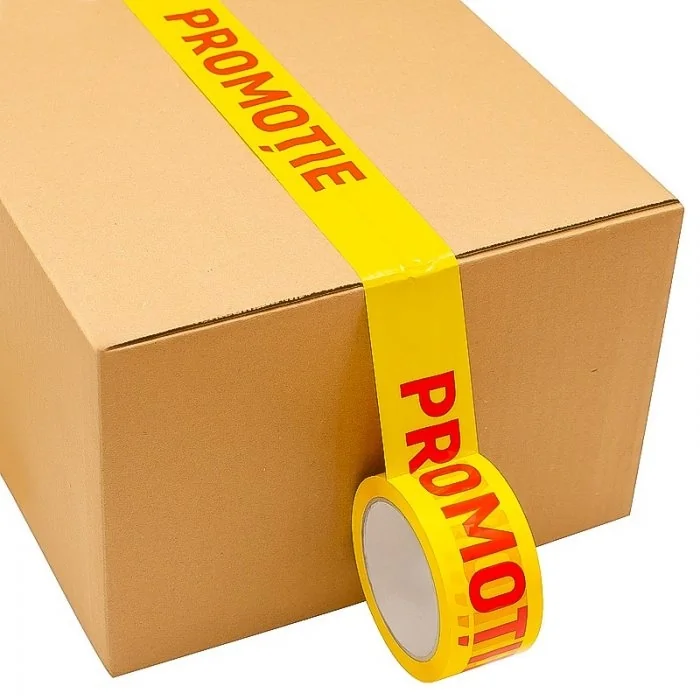 Banda Adeziva PROMOTIE Lungime 60 m, Latime 48 mm, Grosime 48 my, Culoare Galben-Benzi Adezive Pentru Ambalare