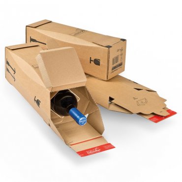 ColomPac® borosüveg-szállító doboz, hosszúság 305 mm, szélesség 74 mm, magasság 74 mm, zárórendszer: kétoldalas ragasztószalag