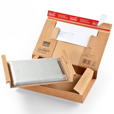 ColomPac® kartondoboz rögzítőfóliával, 300 x 212 x 43 mm belső méret, 300 x 212 x 43 mm belső méret, 343 x 223 x 50 mm külső méret, alkalmazás: táblagép, tömeg: 110 g