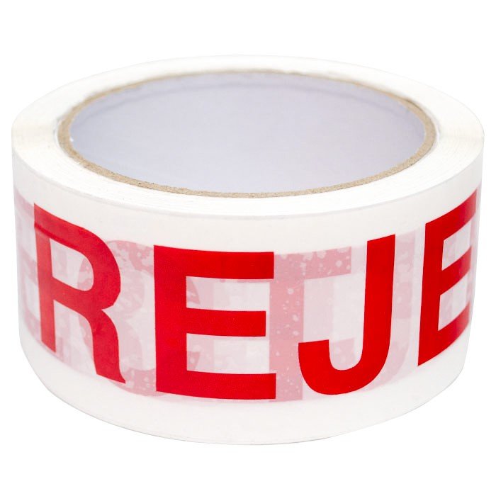 Banda Adeziva Personalizata REJECT, 50 mm x 66 m Lungime 66 m, Latime 50 mm, Culoare Rosu / Alb, Silentios Da-Benzi Adezive P...