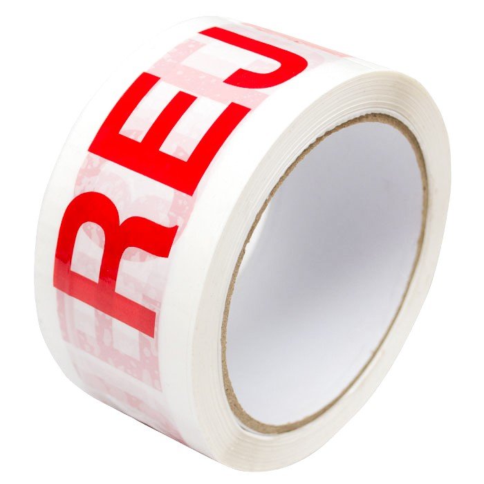 Banda Adeziva Personalizata REJECT, 50 mm x 66 m Lungime 66 m, Latime 50 mm, Culoare Rosu / Alb, Silentios Da-Benzi Adezive P...