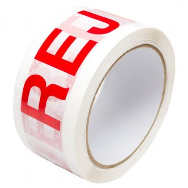 Egyedi REJECT ragasztószalag, 50 mm x 66 m, Hosszúság 66 m, Szélesség 50 mm, Szín Piros / Fehér, Csendes Igen