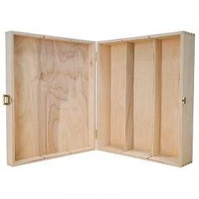 Cutie Din Lemn Pentru 3 Sticle De Vin Lungime 335 mm, Latime 270 mm, Inaltime 95 mm, Capac Cu balamale, Material Lemn, Culoar...