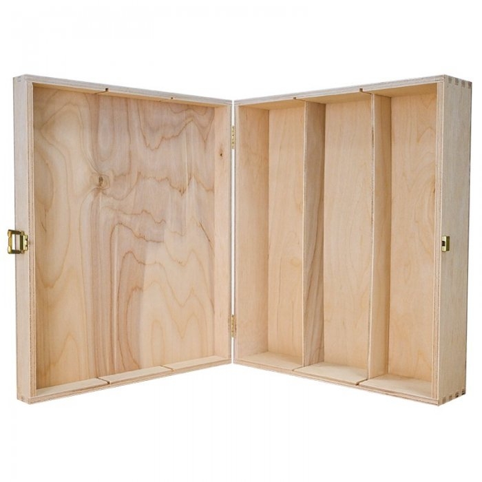 Cutie Din Lemn Pentru 3 Sticle De Vin Lungime 335 mm, Latime 270 mm, Inaltime 95 mm, Capac Cu balamale, Material Lemn, Culoar...