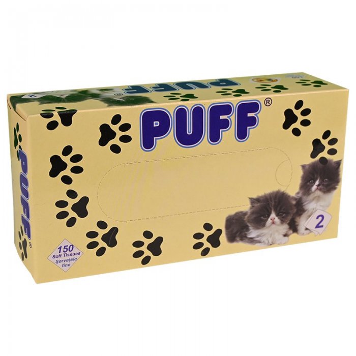 Servetele Faciale PUFF Pop-Up, 21 x 21 cm, 2 straturi, 150 foi Lungime 210 mm, Latime 210 mm, Straturi 2, Material Celuloza, ...