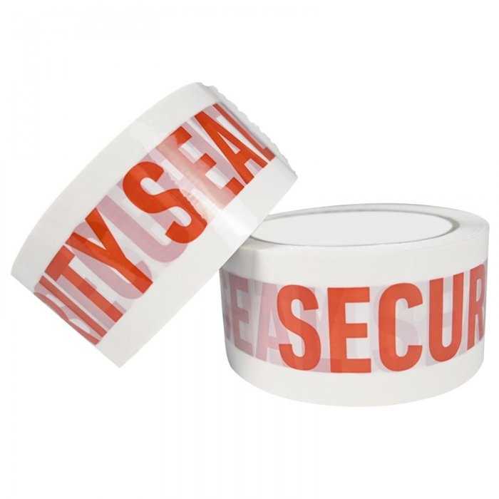 Banda Adeziva Personalizata SECURITY SEAL, 48 mm x 60 m Lungime 60 m, Latime 48 mm, Culoare Rosu / Alb, Silentios Da-Benzi Ad...