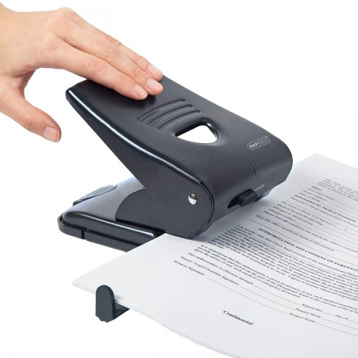 Perforator metalic Rapesco, 40 coli, negru Perforeaza pana la 40 de coli, Numar perforatii 2, Culoare Negru-Perforatoare
