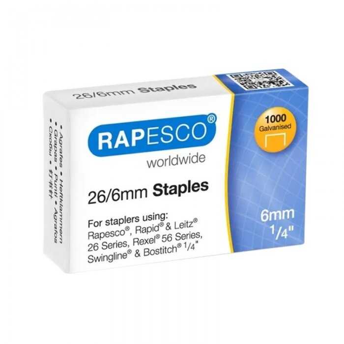 Capse 26/6 Rapesco, 1000 Buc/Cutie Utilizeaza capse 26/6 mm, Buc / Pachet 1000-Capsatoare Si Accesorii