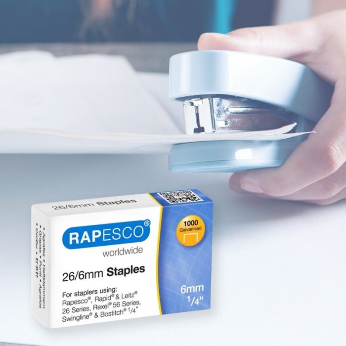 Capse 26/6 Rapesco, 1000 Buc/Cutie Utilizeaza capse 26/6 mm, Buc / Pachet 1000-Capsatoare Si Accesorii