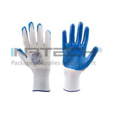 Manusi de lucru KRONA LITE Marime 10/XL, Material poliester-nitril, Greutate 13GR/Manusa gr, Culoare tesatura tricotata alba-acoperire albastra