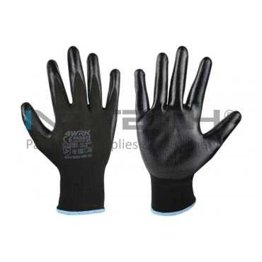 Manusi Lucru PASSAT Marime 10/XL, Material poliester-nitril, Greutate 21GR/Manusa gr, Culoare tesatura tricotata neagra-acoperire neagra