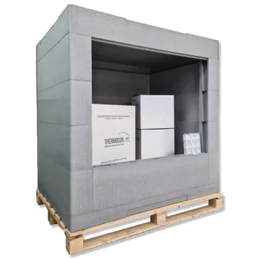 Raklapok szállítására szolgáló hőszigetelt csomagolás, Pallet Shipper, 1210 l, belső méret: 1242 X 842 X 1155 mm, külső méret: 1450 X 1050 X 1573 mm, validálási idő: 2,5 nap