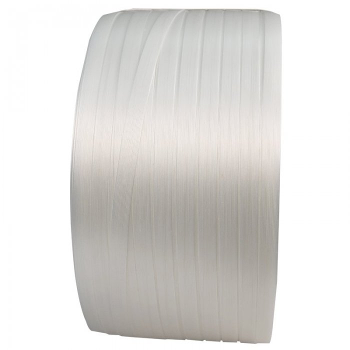 Banda PES Netesuta Compozit, Alb, 19 mm x 650 m, 600 kg, Tub 200 mm Lungime 650 m, Latime 19 mm, Rezistenta 600 kg, Culoare A...