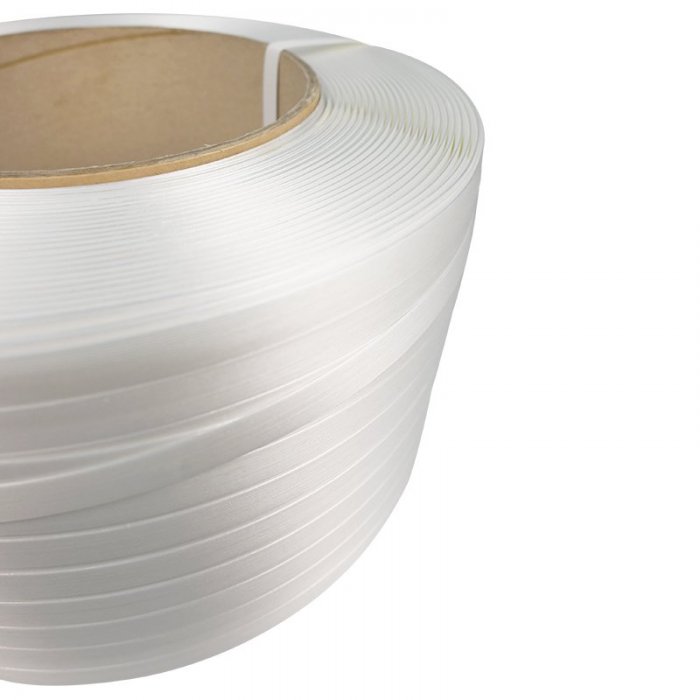 Banda PES Netesuta Compozit, Alb, 19 mm x 650 m, 600 kg, Tub 200 mm Lungime 650 m, Latime 19 mm, Rezistenta 600 kg, Culoare A...