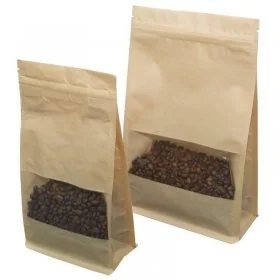 Pungi Kraft Cu Fereastra Si Inchidere Fermoar Latime 150 mm, Inaltime 255 mm, Volum 1500 ml, Burduf Inferior 2 x 40 mm, Burdu...